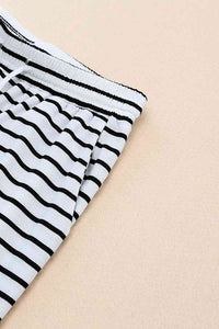 Striped Drawstring Waist Wide Leg Pants - Pahabu - Women's Clothing & Shop