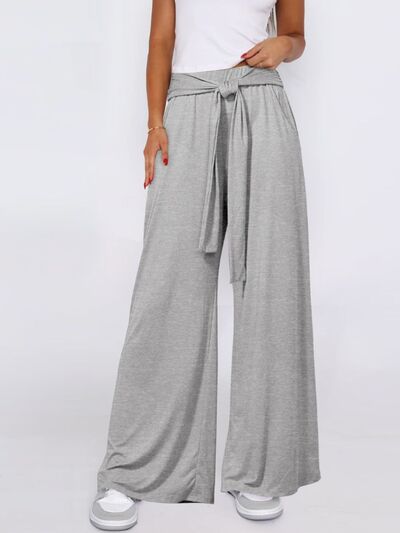 Tied Wide Leg Pants with Pockets - Pahabu - Women's Clothing & Shop