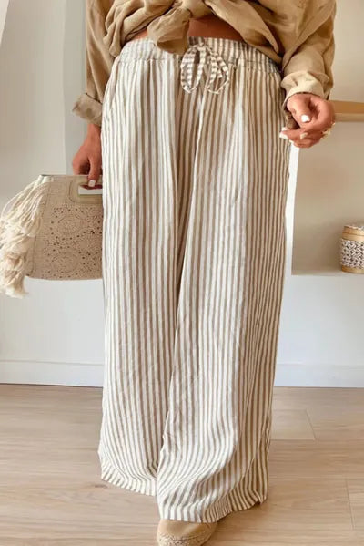 Plus Size Striped Wide Leg Pants - Pahabu - Women's Clothing & Shop