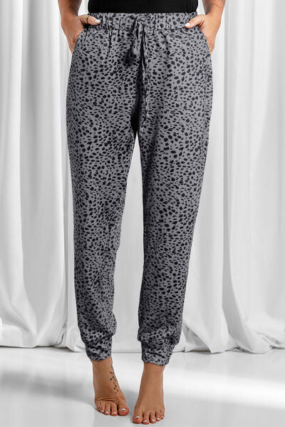 Full Size Leopard Drawstring Pocketed Pants - Pahabu - Women's Clothing & Shop