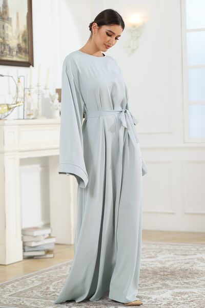 Round Neck Kimono Sleeve Tie Waist Dress - Pahabu - Women's Clothing & Shop