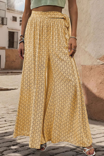 Perfee Printed Tied Wide Leg Pants - Pahabu - Women's Clothing & Shop