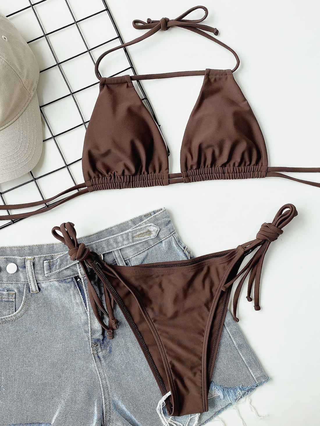 Halter Neck Ruched Bikini Set - Pahabu - Women's Clothing & Shop