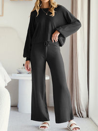 Long Sleeve Lounge Top and Drawstring Pants Set - Pahabu - Women's Clothing & Shop