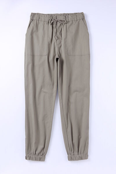 Drawstring Side Zip Joggers - Pahabu - Women's Clothing & Shop