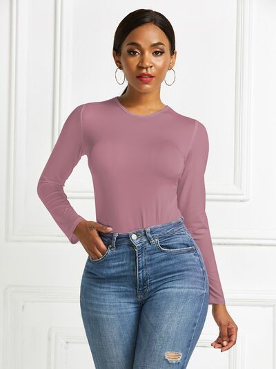 Round Neck Long Sleeve Bodysuit - Pahabu - Women's Clothing & Shop