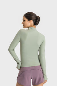 Millennia Half Zip Thumbhole Sleeve Sports Top - Pahabu - Women's Clothing & Shop