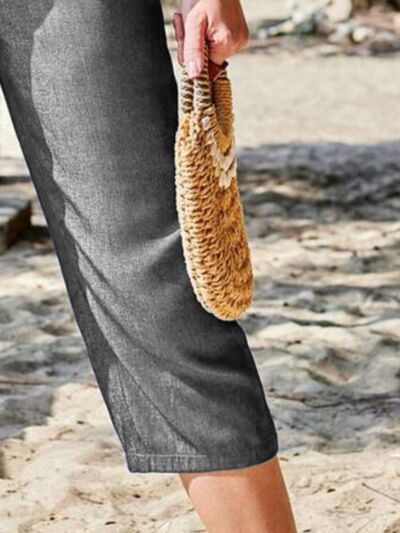 Pocketed Elastic Waist Capris - Pahabu - Women's Clothing & Shop