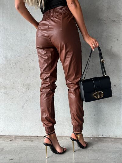 Smocked High Waist Pants with Pockets - Pahabu - Women's Clothing & Shop