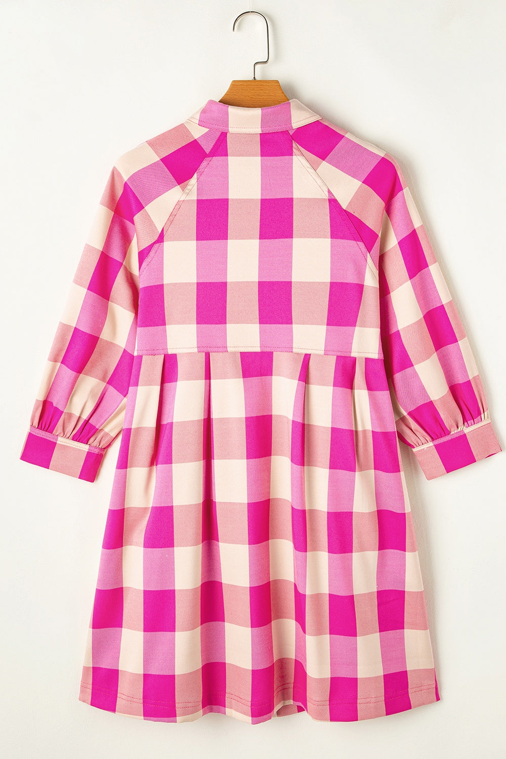 Plaid Button Up Long Sleeve Shirt Dress - Pahabu - Women's Clothing & Shop
