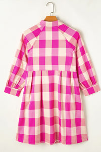 Plaid Button Up Long Sleeve Shirt Dress - Pahabu - Women's Clothing & Shop