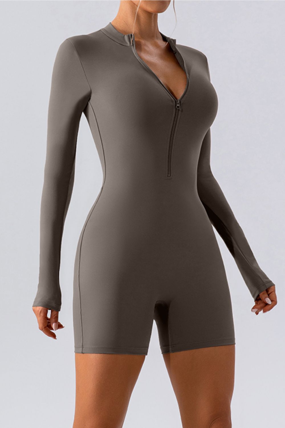 Half Zip Long Sleeve Active Romper - Pahabu - Women's Clothing & Shop