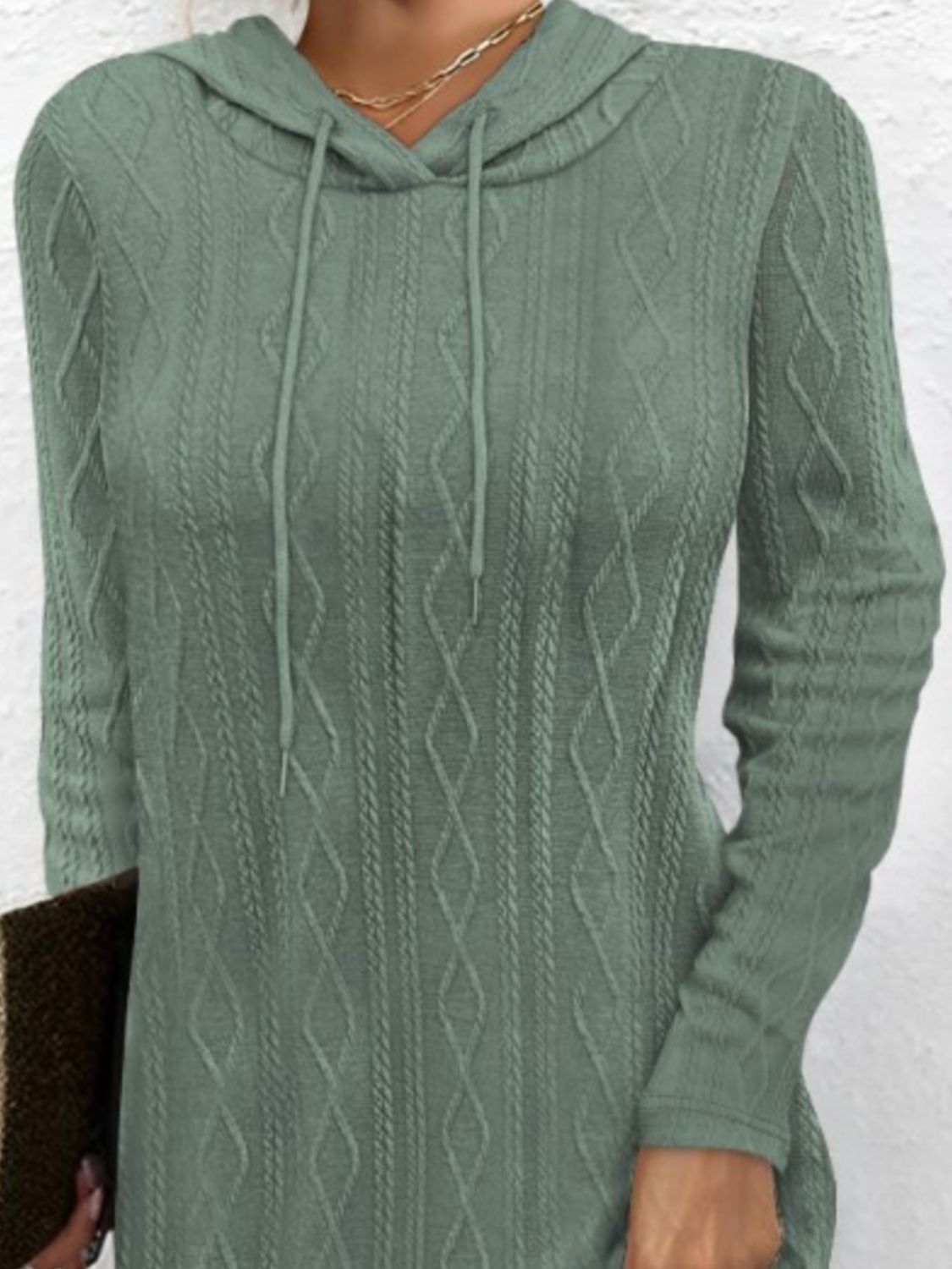 Drawstring Hooded Sweater Dress - Pahabu - Women's Clothing & Shop