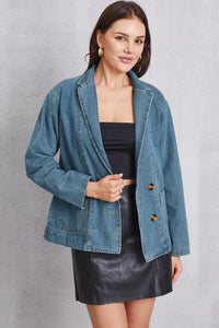 Pocketed Button Up Denim Jacket - Pahabu - Women's Clothing & Shop