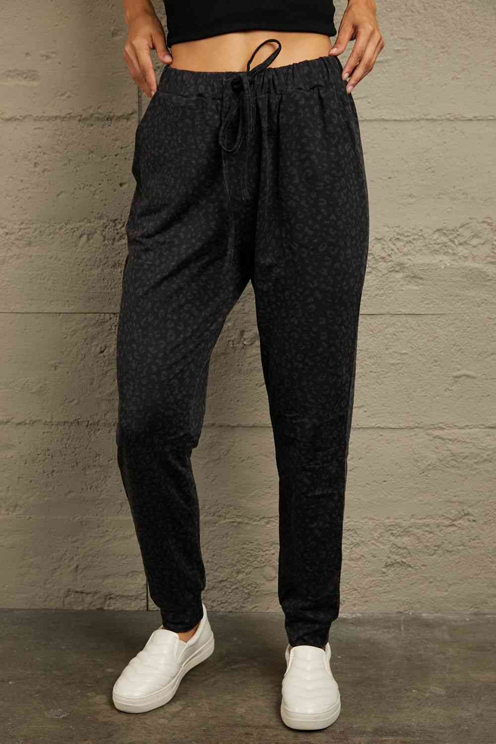Leopard Print Joggers with Pockets - Pahabu - Women's Clothing & Shop