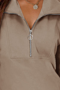 Half Zip Dropped Shoulder Mini Sweatshirt Dress - Pahabu - Women's Clothing & Shop