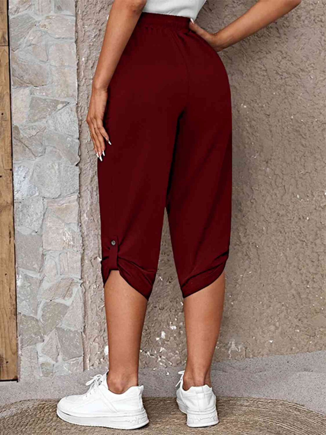 Full Size Roll-Tab Capris Pants - Pahabu - Women's Clothing & Shop