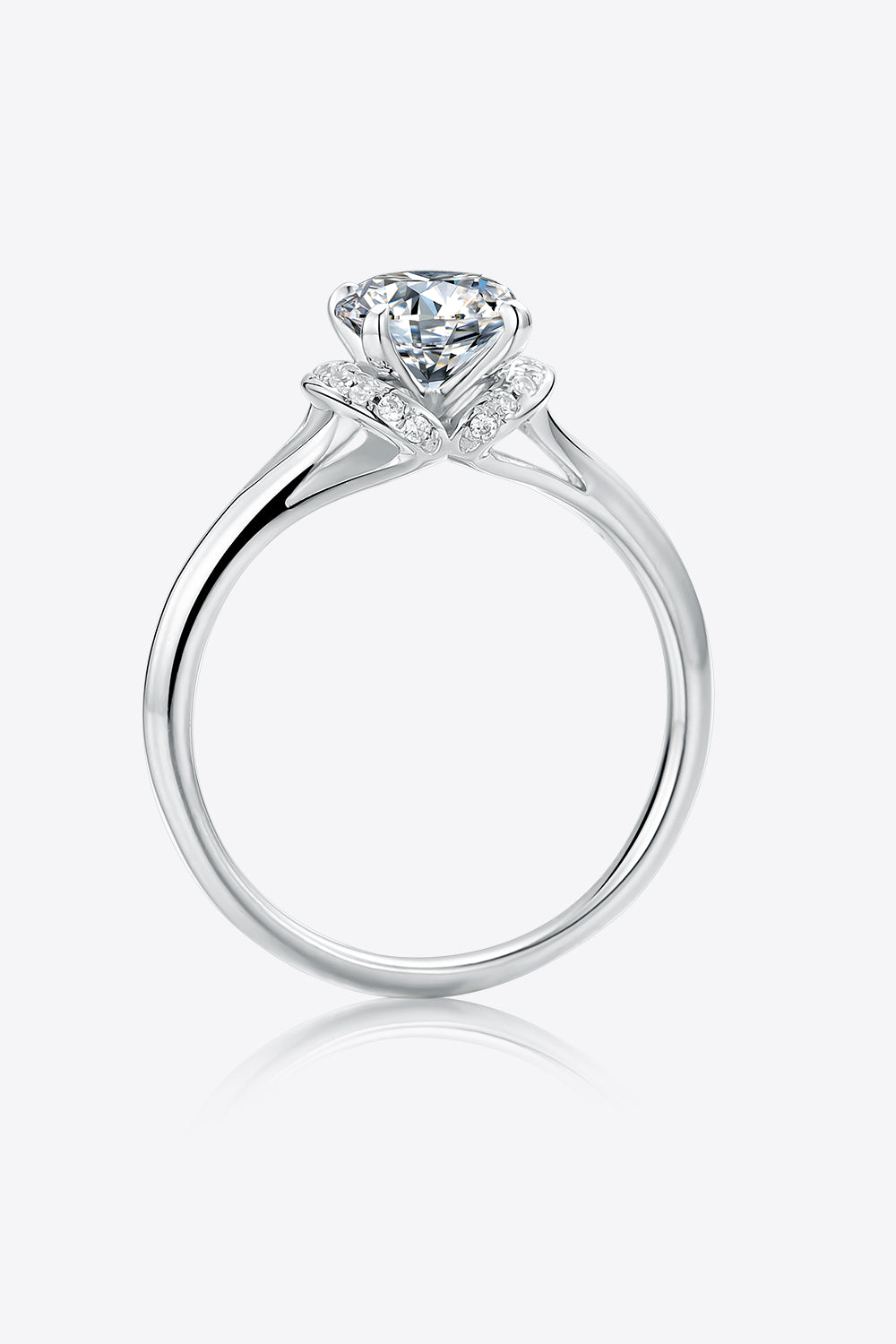 1 Carat Moissanite 925 Sterling Silver Split Shank Ring - Pahabu - Women's Clothing & Shop