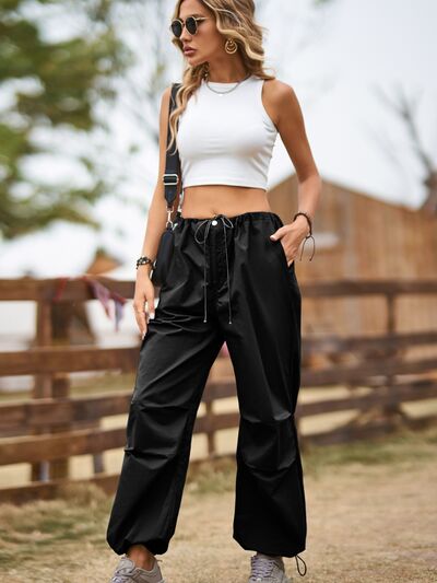 Drawstring Joggers with Pockets - Pahabu - Women's Clothing & Shop