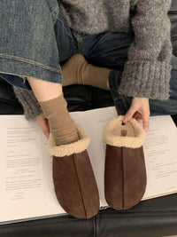 Thermal Fuzzy Round Toe Flat Slippers - Pahabu - Women's Clothing & Shop