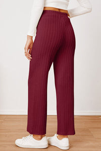 Textured Elastic Waist Straight Pants - Pahabu - Women's Clothing & Shop