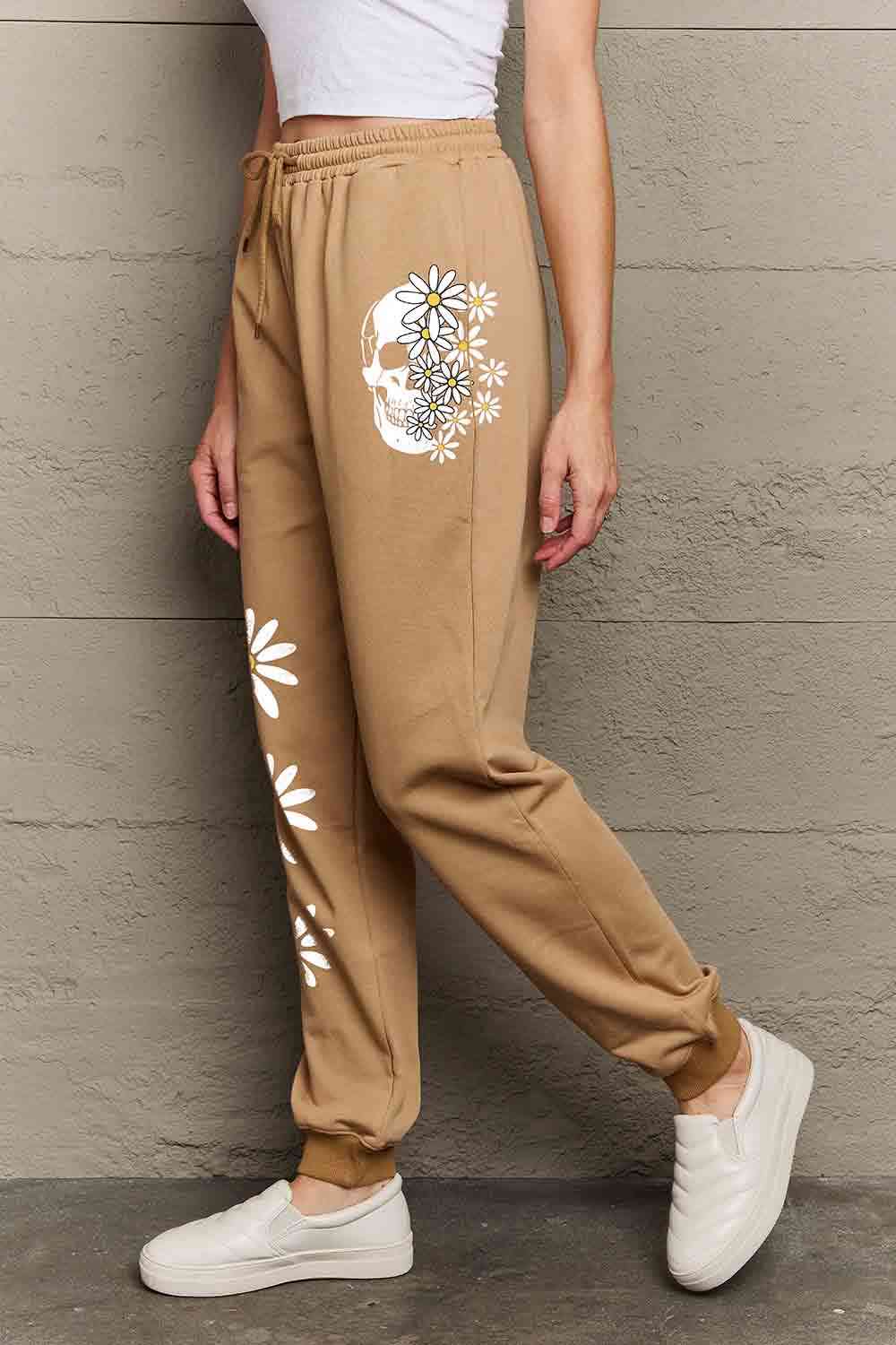 Simply Love Simply Love Full Size Drawstring Flower & Skull Graphic Long Sweatpants - Pahabu - Women's Clothing & Shop