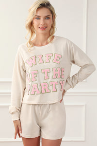 WIFE OF THE PARTY Round Neck Top and Shorts Lounge Set - Pahabu - Women's Clothing & Shop