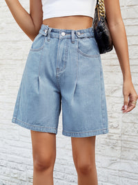 High Waist Denim Shorts with Pockets - Pahabu - Women's Clothing & Shop