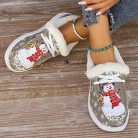 Snowman Print Round Toe Slip-Ons - Pahabu - Women's Clothing & Shop