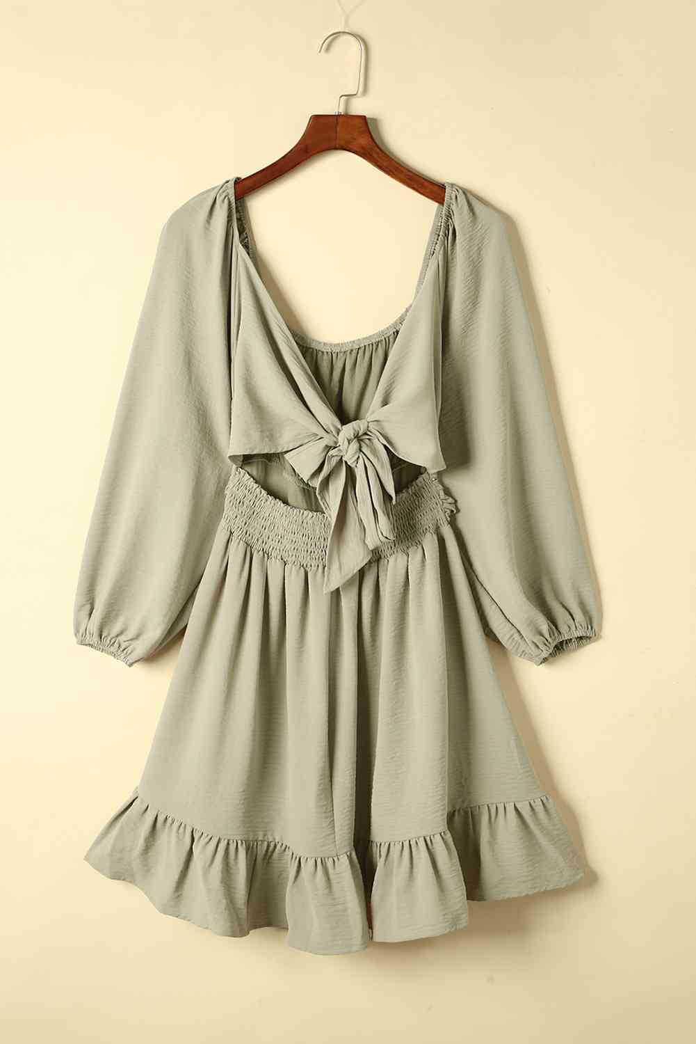 Cutout Smocked Square Neck Ruffle Hem Dress - Pahabu - Women's Clothing & Shop