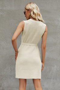 Tied Round Neck Sleeveless Sweater Dress - Pahabu - Women's Clothing & Shop