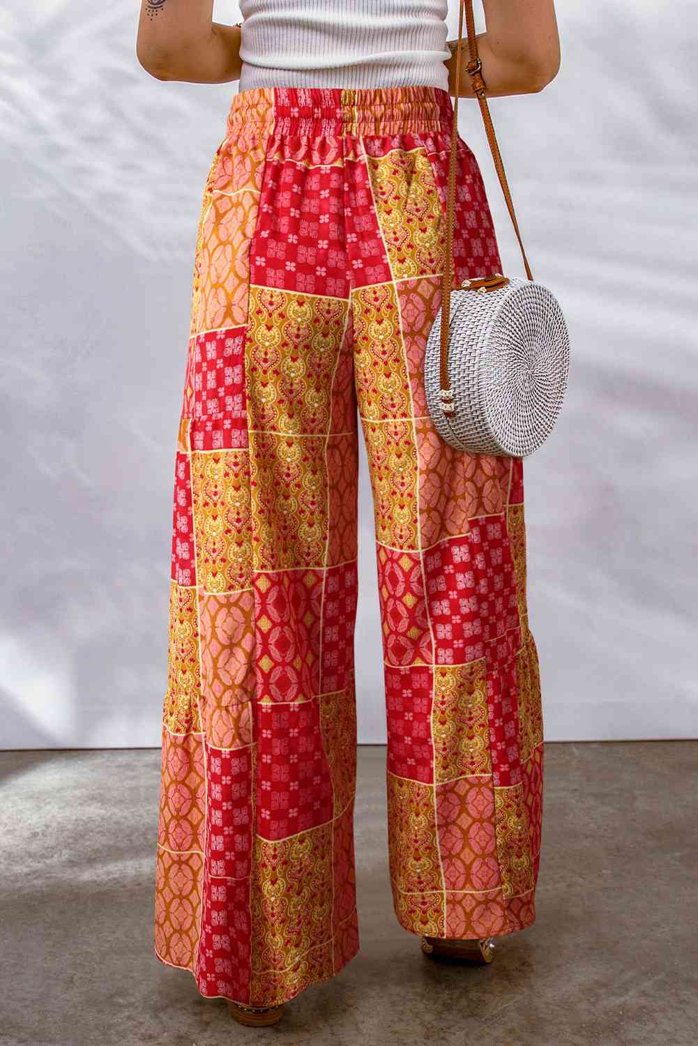 Bohemian Patchwork Drawstring Wide Leg Pants - Pahabu - Women's Clothing & Shop