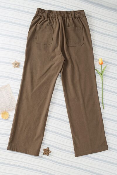 Half Elastic Waist Straight Pants - Pahabu - Women's Clothing & Shop