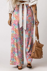 Drawstring Printed Wide Leg Pants - Pahabu - Women's Clothing & Shop