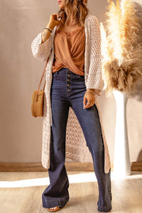 Dropped Shoulder Long Sleeve Crochet Duster Cardigan - Pahabu - Women's Clothing & Shop