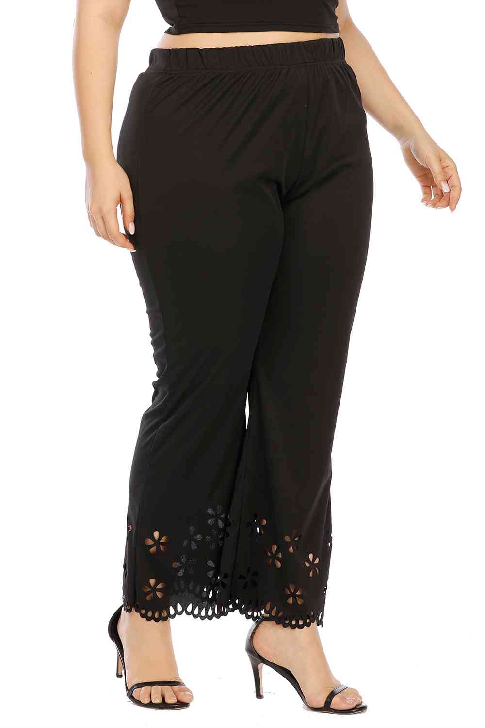 Plus Size Openwork Detail Pants - Pahabu - Women's Clothing & Shop