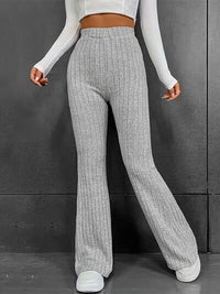 Ribbed High Waist Bootcut Pants - Pahabu - Women's Clothing & Shop