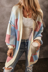 Color Block Open Front Long Sleeve Cardigan - Pahabu - Women's Clothing & Shop