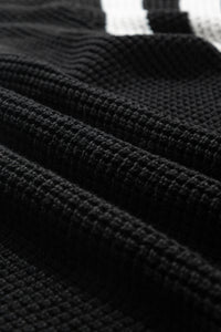 Striped & Checkered Turtleneck Dropped Shoulder Sweater - Pahabu - Women's Clothing & Shop