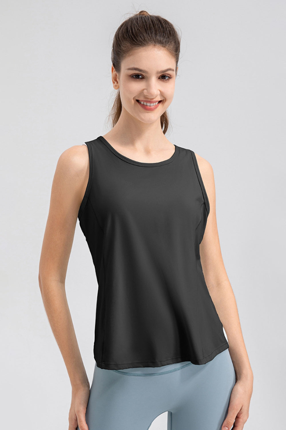 Wide Strap Round Neck Active Tank - Pahabu - Women's Clothing & Shop