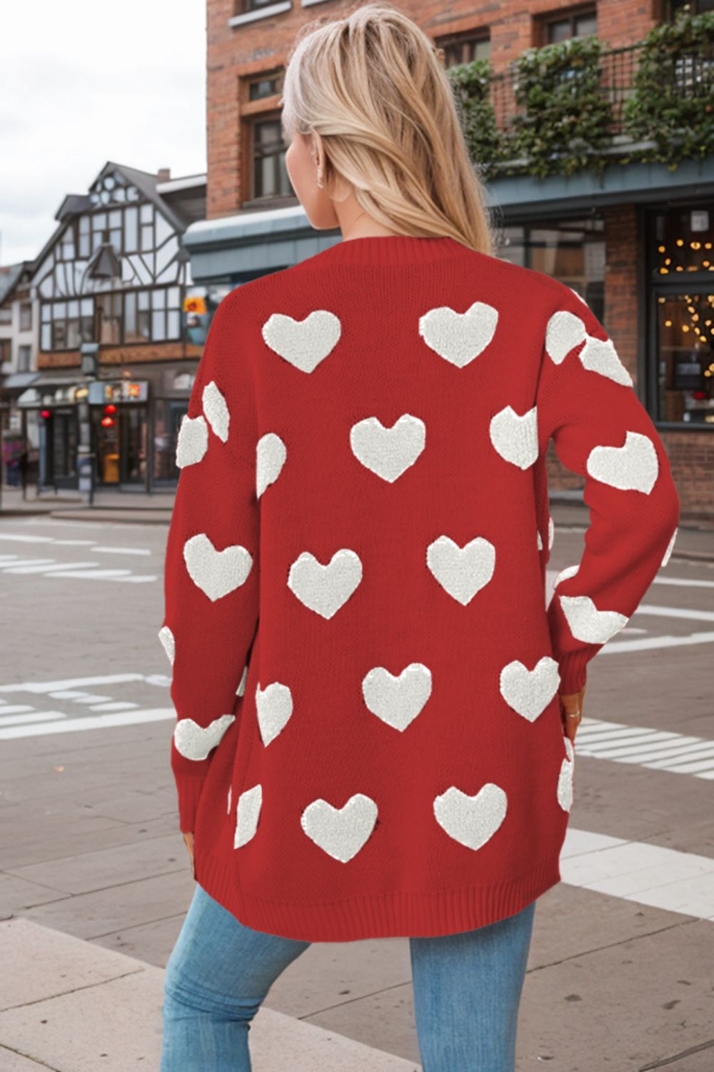 Heart Button Down Long Sleeve Cardigan - Pahabu - Women's Clothing & Shop