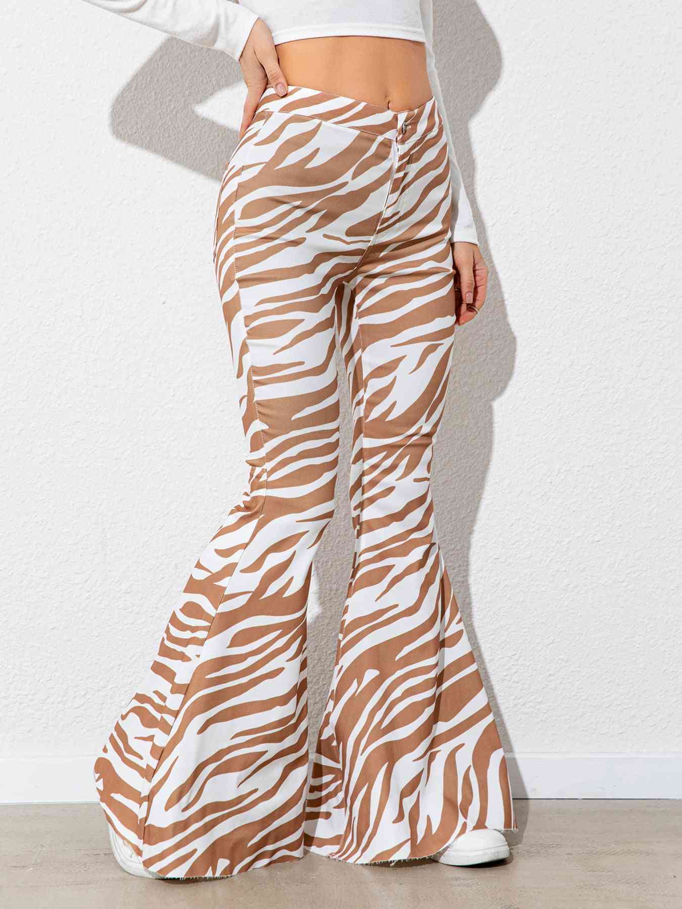Floral High Waist Flare Leg Pants - Pahabu - Women's Clothing & Shop