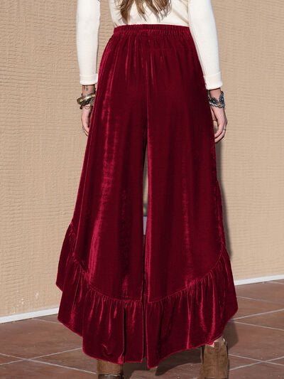 Slit Ruffled Wide Leg Pants - Pahabu - Women's Clothing & Shop
