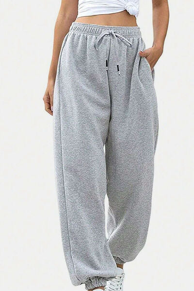 Elastic Waist Joggers with Pockets - Pahabu - Women's Clothing & Shop