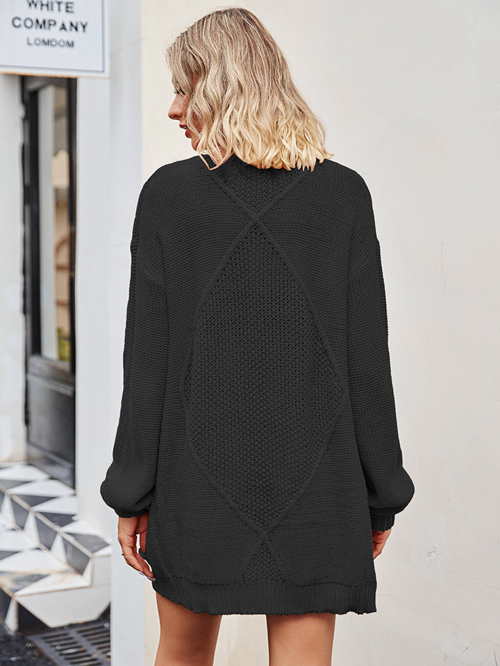 Cable-Knit Long Sleeve Cardigan - Pahabu - Women's Clothing & Shop