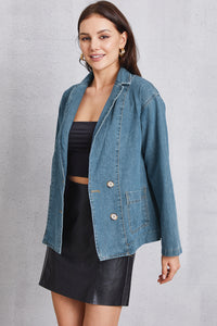 Pocketed Button Up Denim Jacket - Pahabu - Women's Clothing & Shop