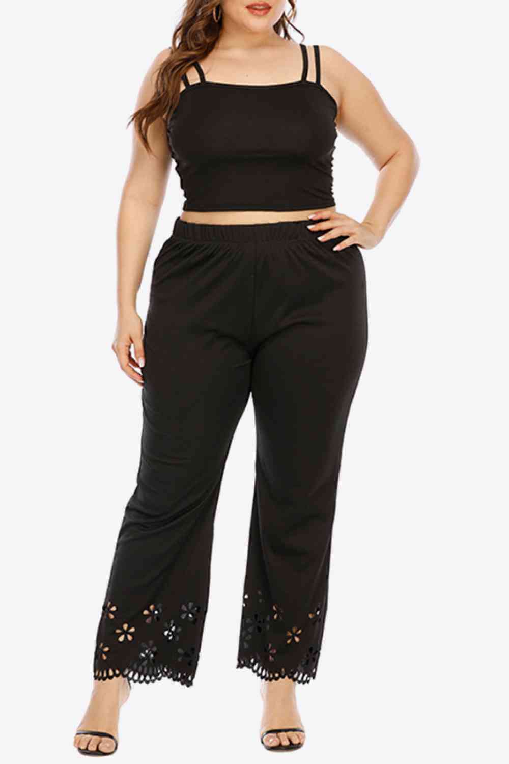 Plus Size Openwork Elastic Waist Pants - Pahabu - Women's Clothing & Shop
