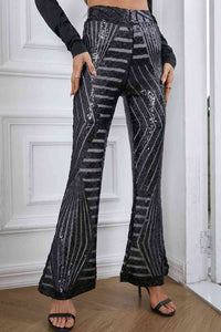 Sequin High Waist Flared Pants - Pahabu - Women's Clothing & Shop
