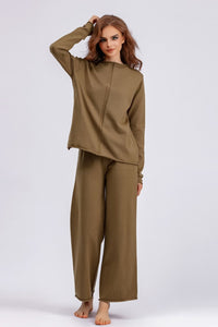Basic Bae Rolled Round Neck Top and Pants Sweater Set - Pahabu - Women's Clothing & Shop