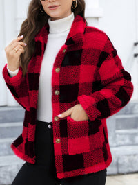 Button Up Drop Shoulder Fuzzy Jacket - Pahabu - Women's Clothing & Shop